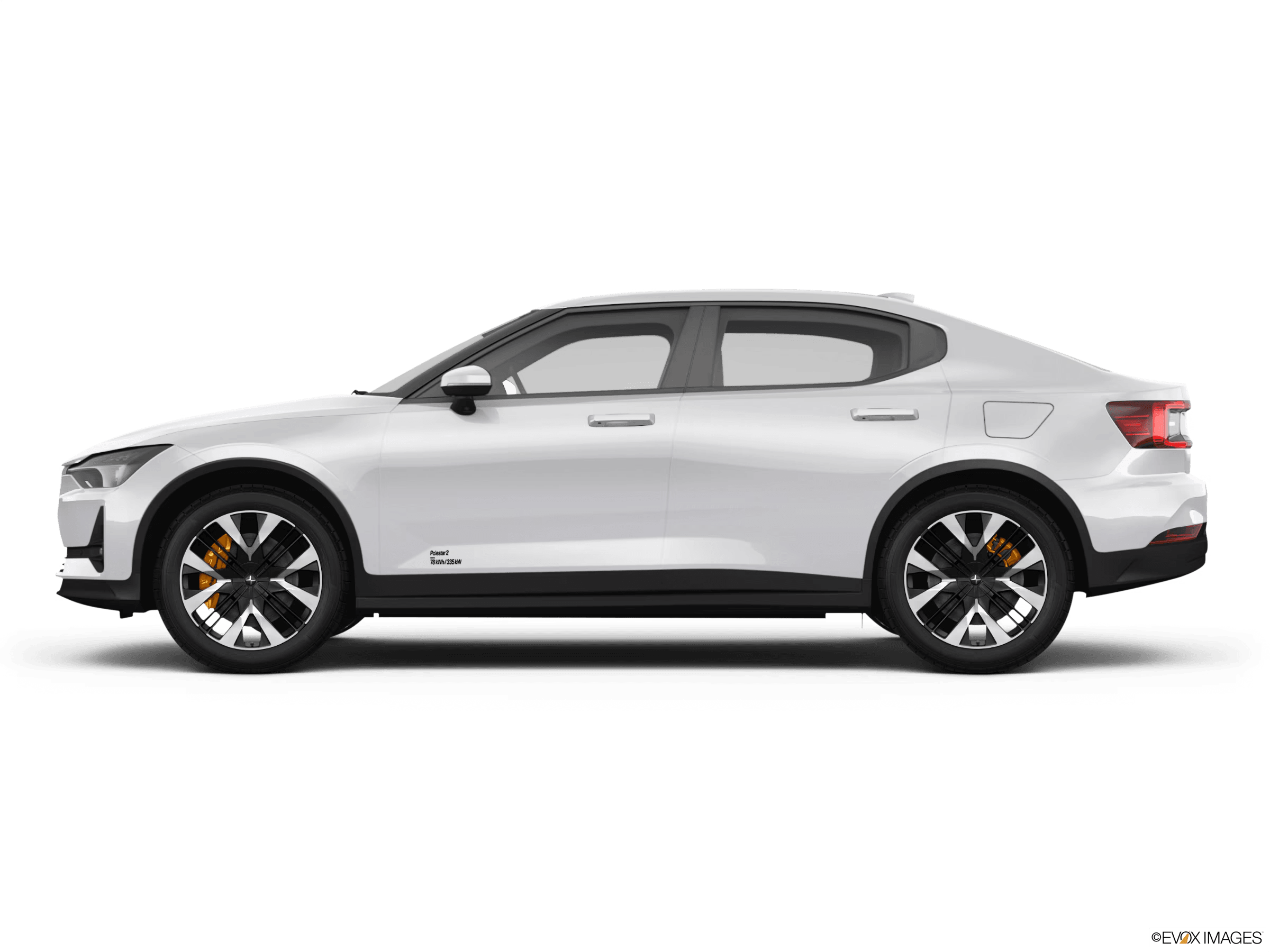 Side profile of an electric sedan