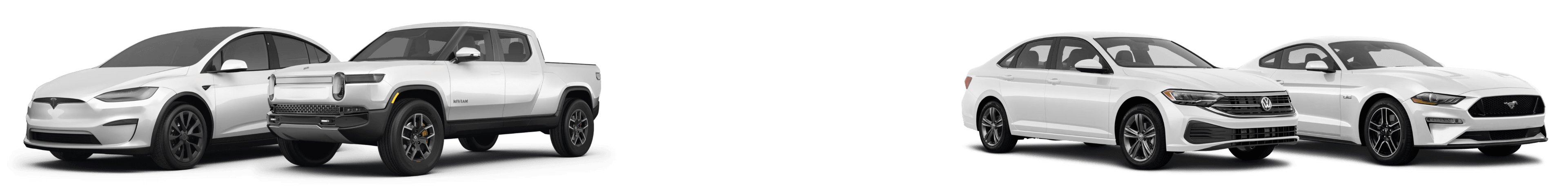 Lineup of vehicles including SUVs and sedans