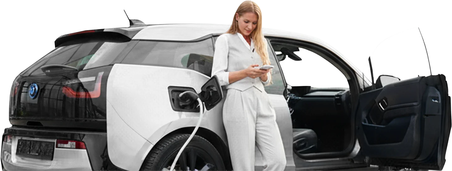 Shopper browsing electric cars on a phone